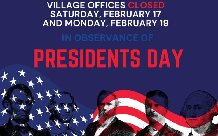 Village Hall Closed President's Day Graphic